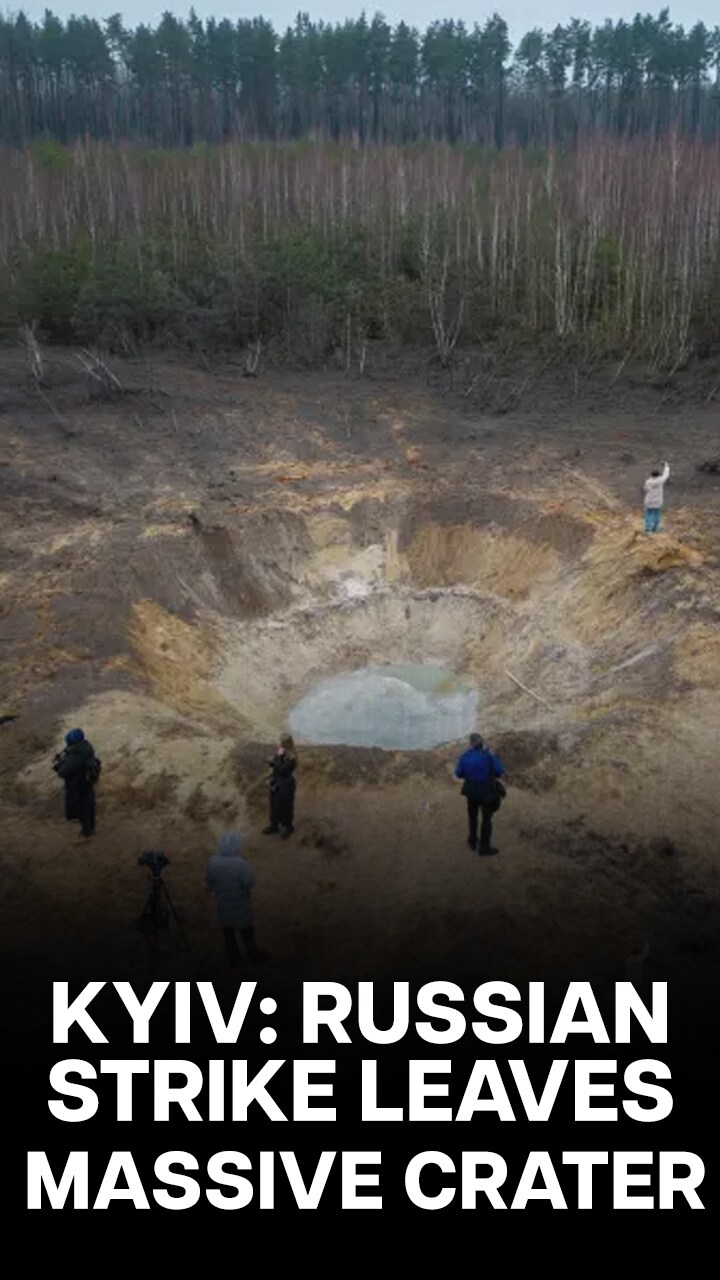 Russian Missile Strike Leaves Massive Crater In Kyiv 