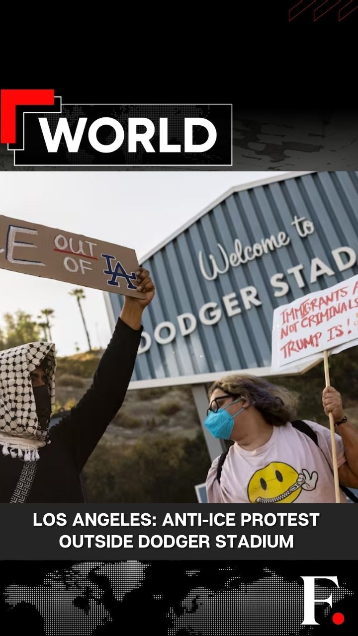 Los Angeles: Anti-ICE Protesters Gather Outside Dodger Stadium 