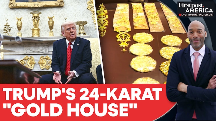 Watch: Trump Shows Off 24 Karat Gold Oval Office Decorations | Firstpost America 